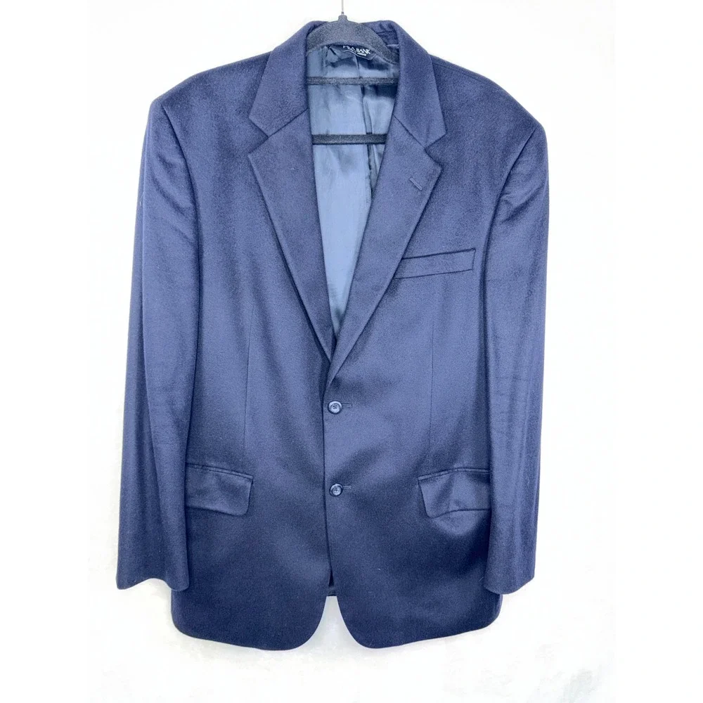 Jos A Bank Navy Blue 100% Cashmere Sportcoat Blazer Mens 42R 2-Button 42 Regular